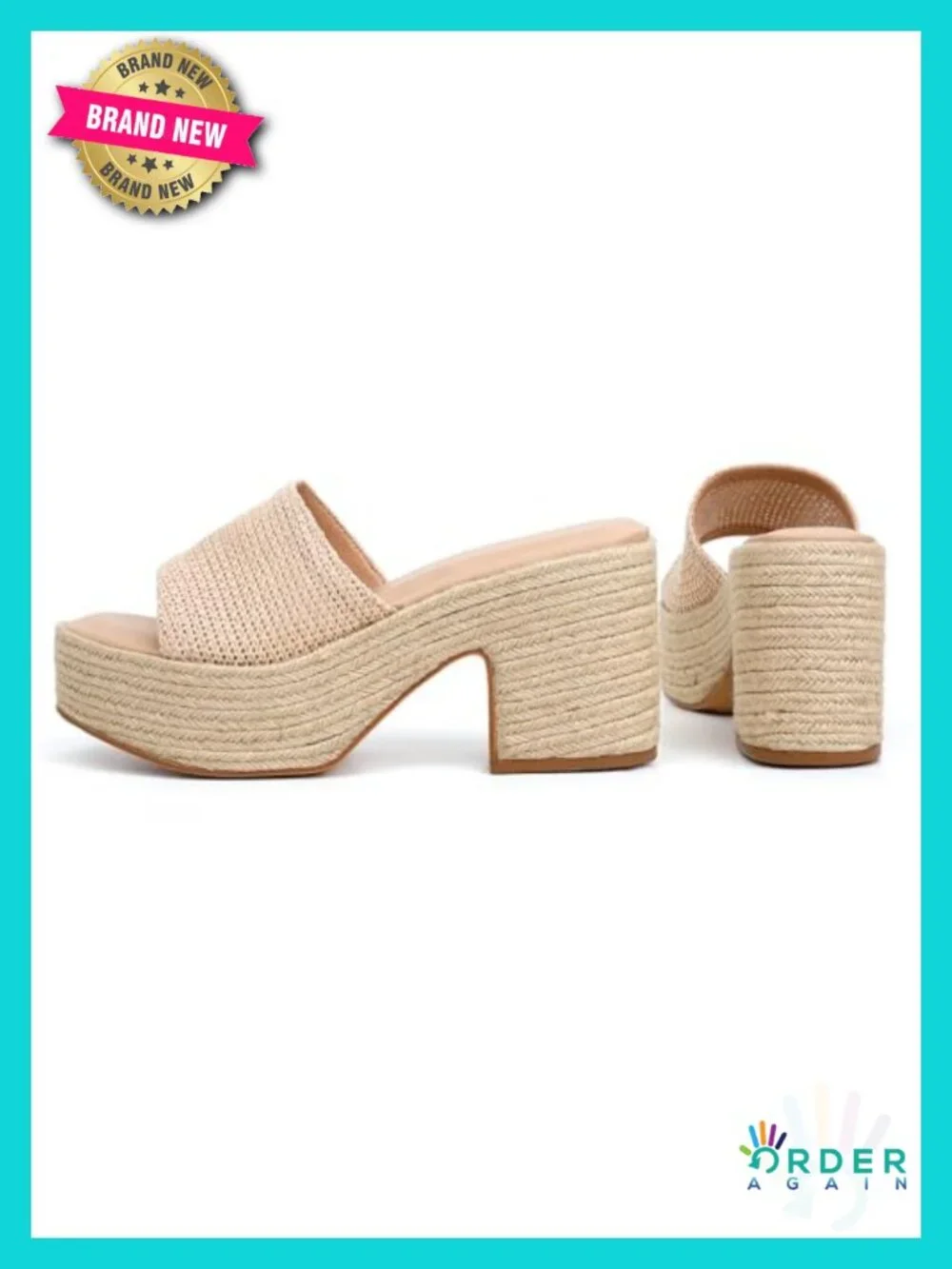 Women's Espadrille Platform Mule Sandals, Open Toe Chunky Block Heel Slip-On